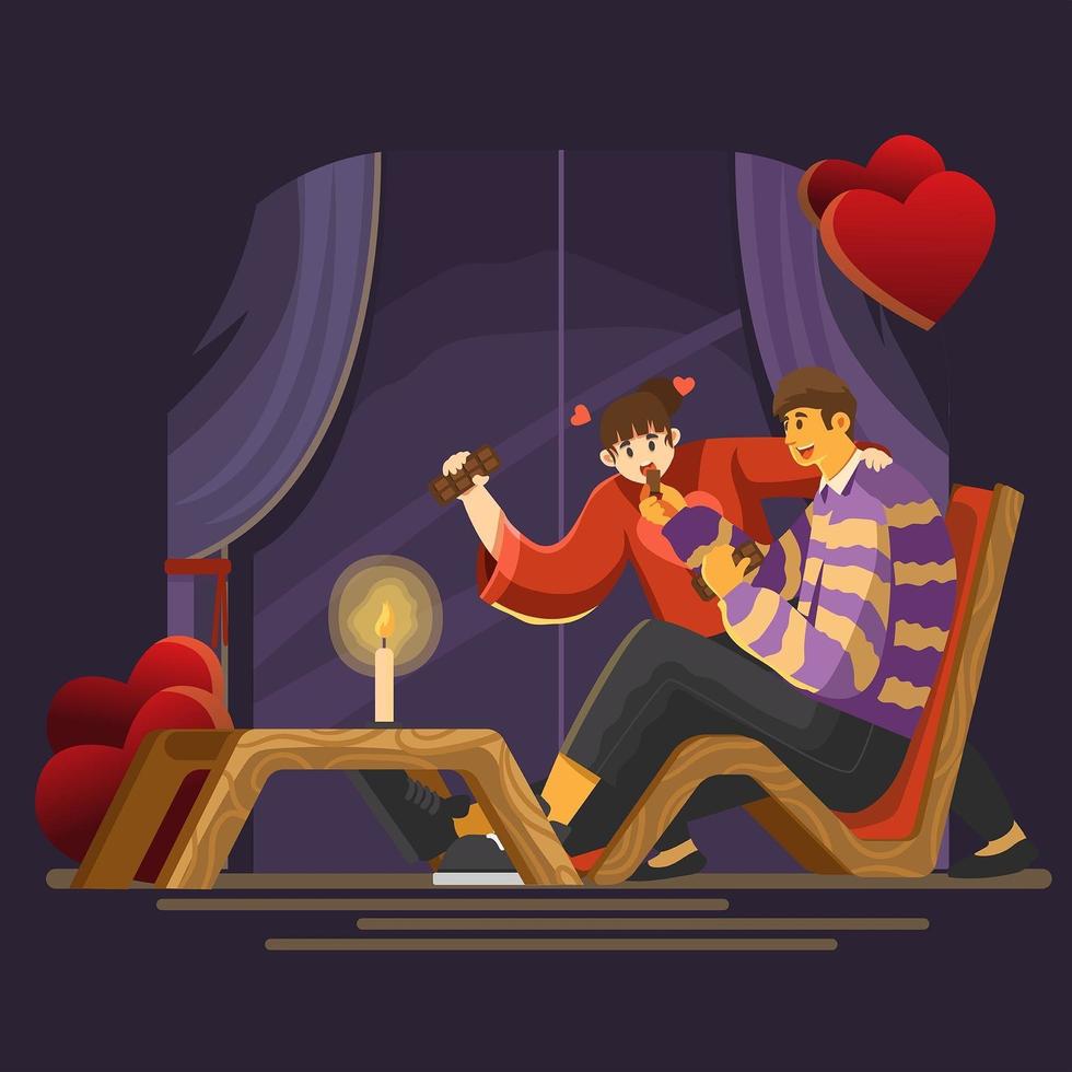 Warm Chocolate Dinner on Valentine Night vector