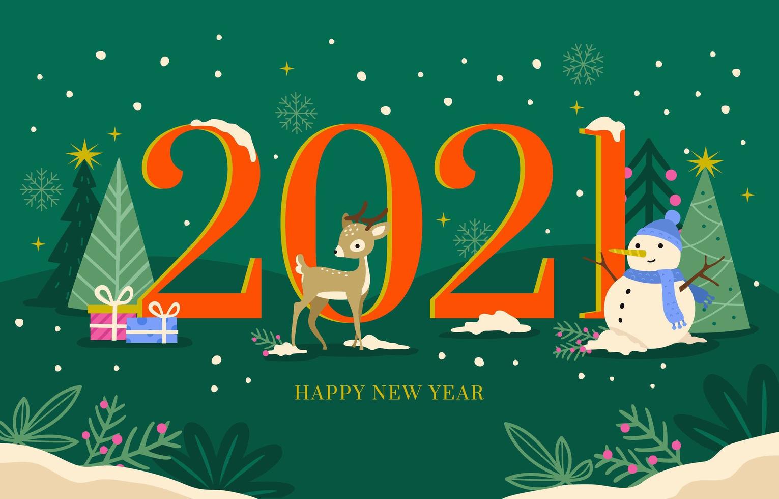 Winter New Year 2021 vector