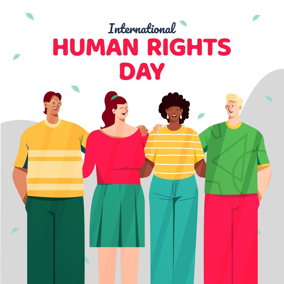 International Human Rights with Group of Diverse Young People vector