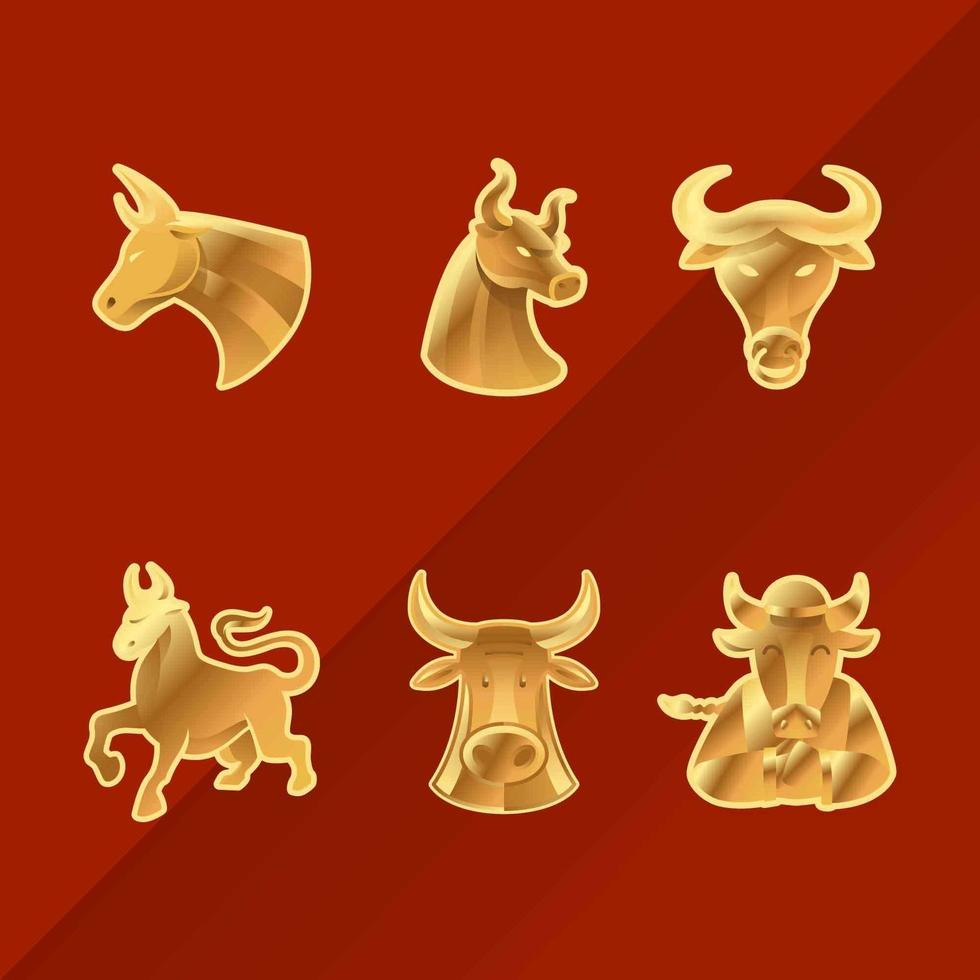 Chinese New Year Golden Ox Sticker vector