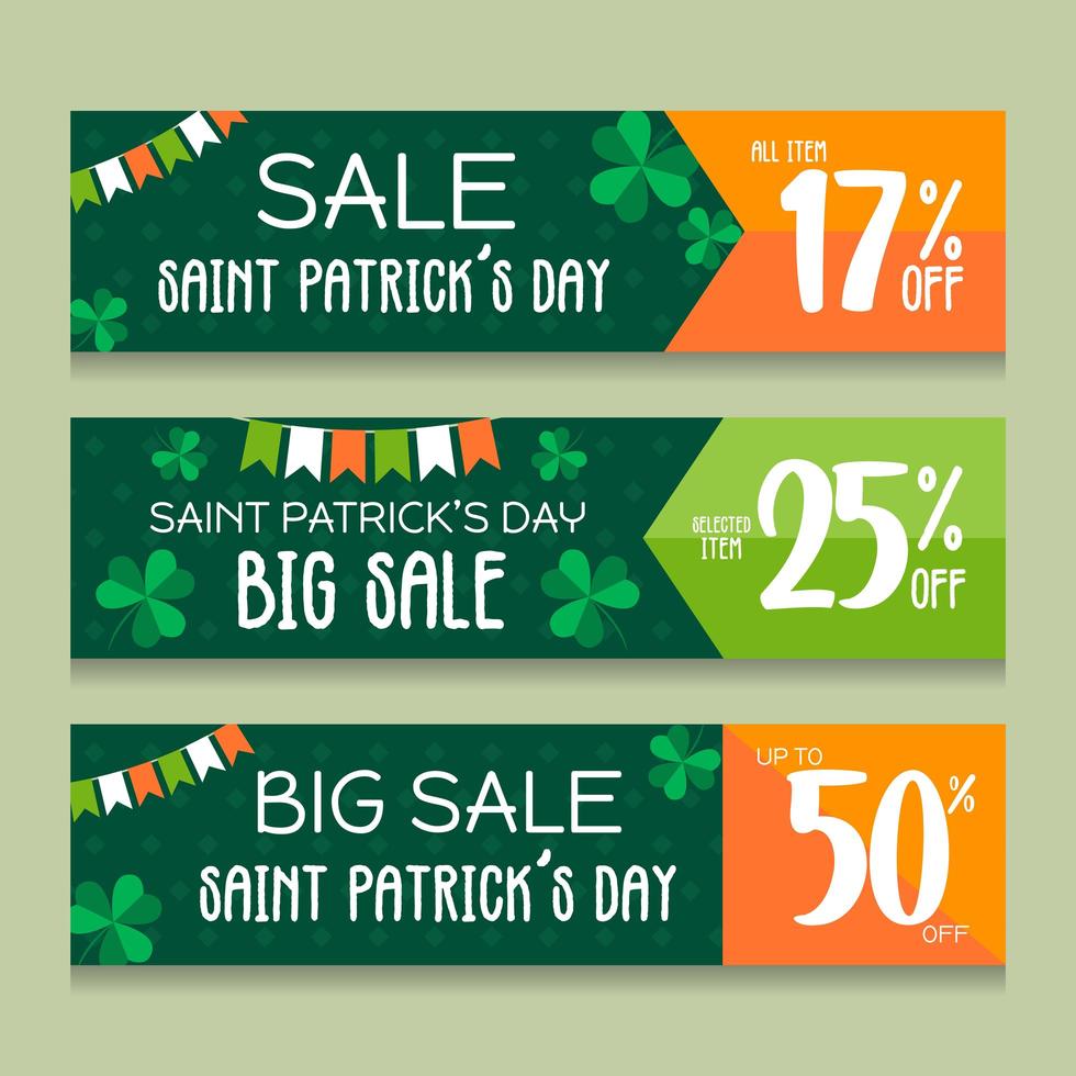 conjunto de banners de marketing de san patricio vector