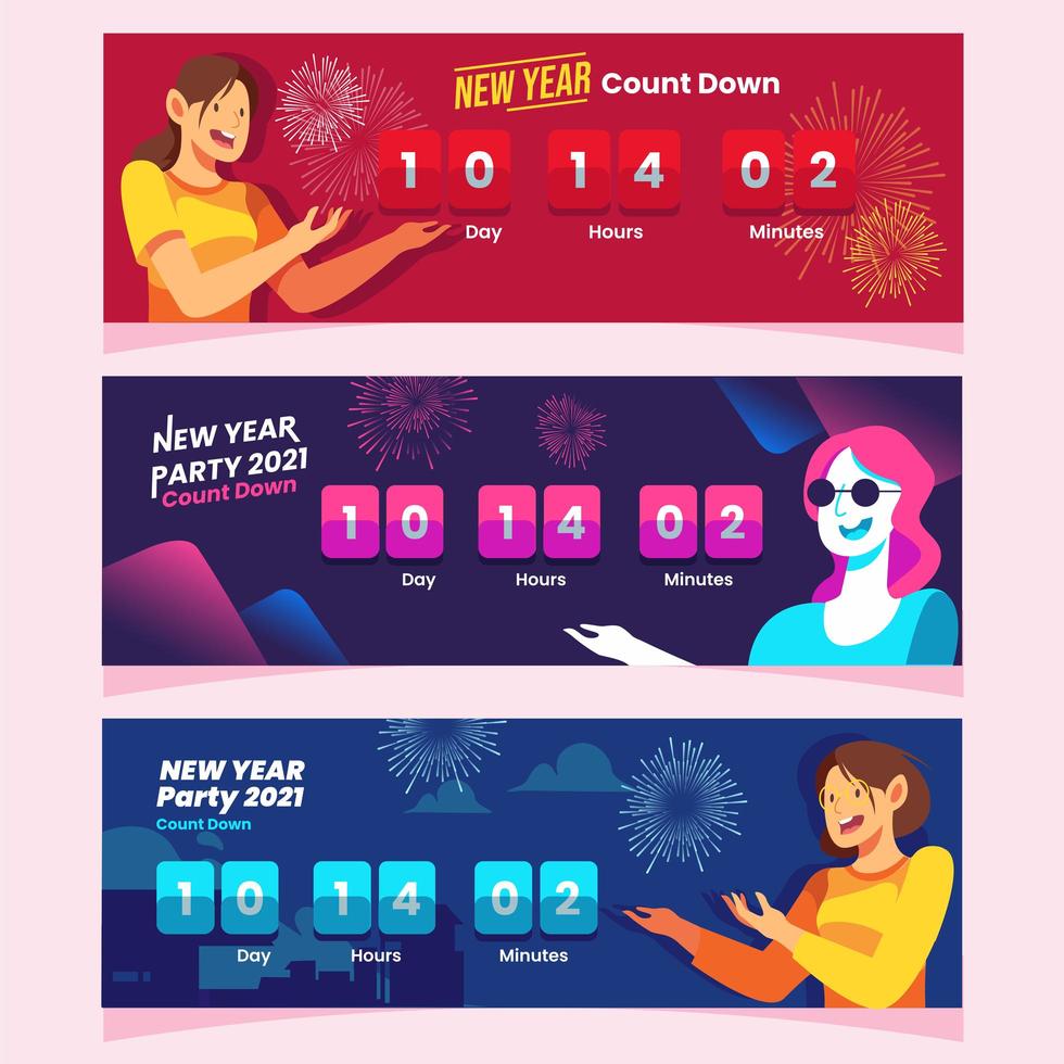 Women Shows New Year Count Down Banner Concept vector