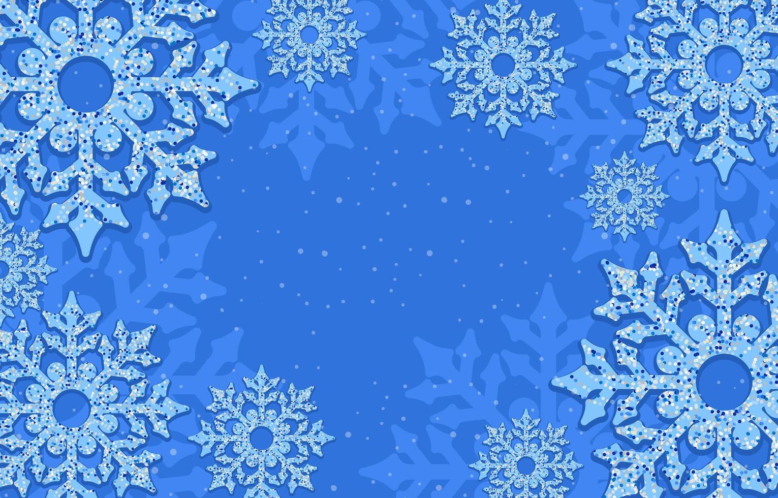 fondo azul lleno de copos de nieve vector