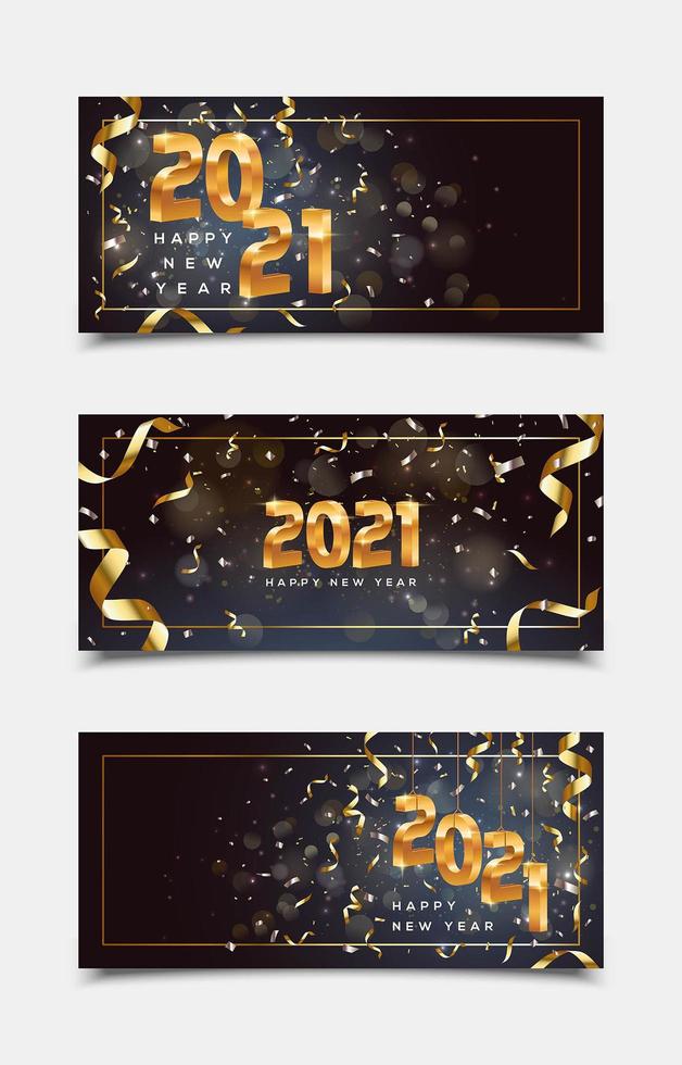 elegantes plantillas de banner de feliz año nuevo 2021 vector
