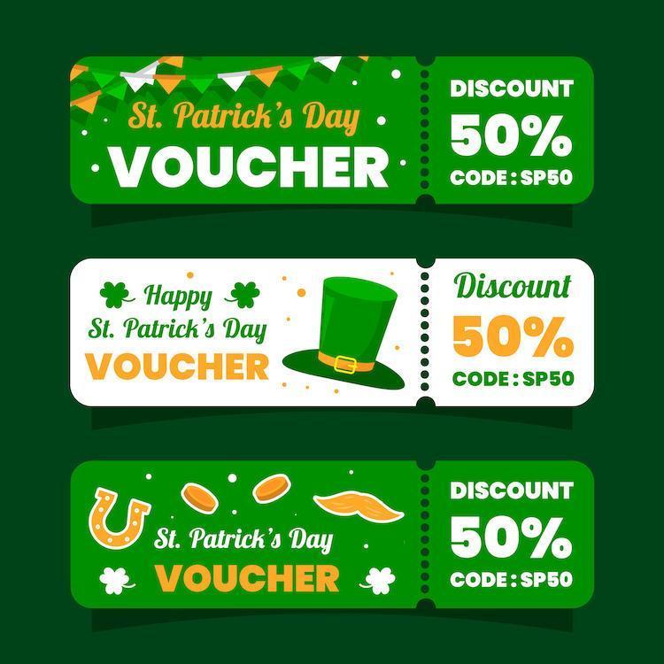 St. Patrick's Day Voucher Marketing Collection vector