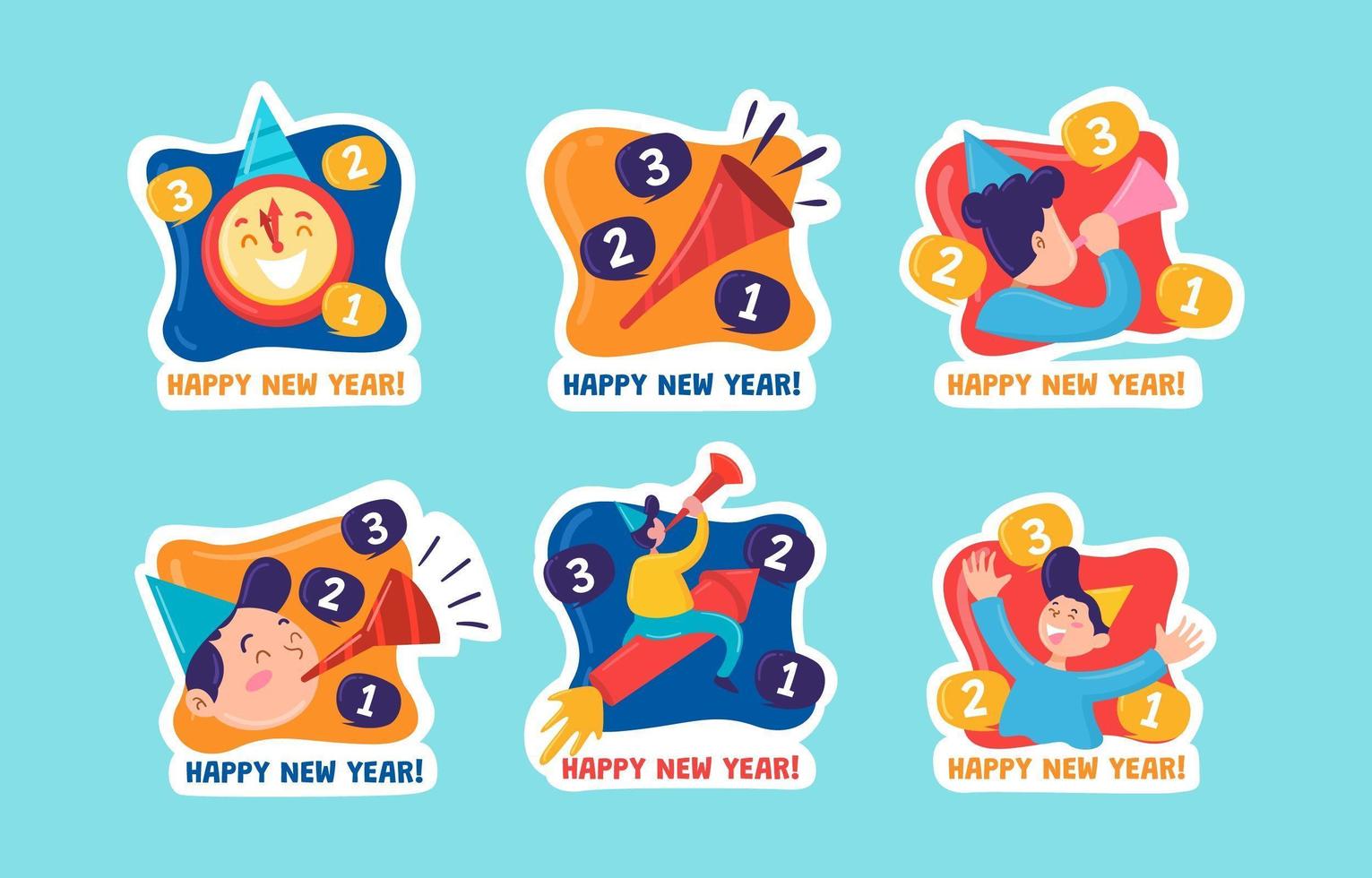 Stickers of New Year Countdown vector