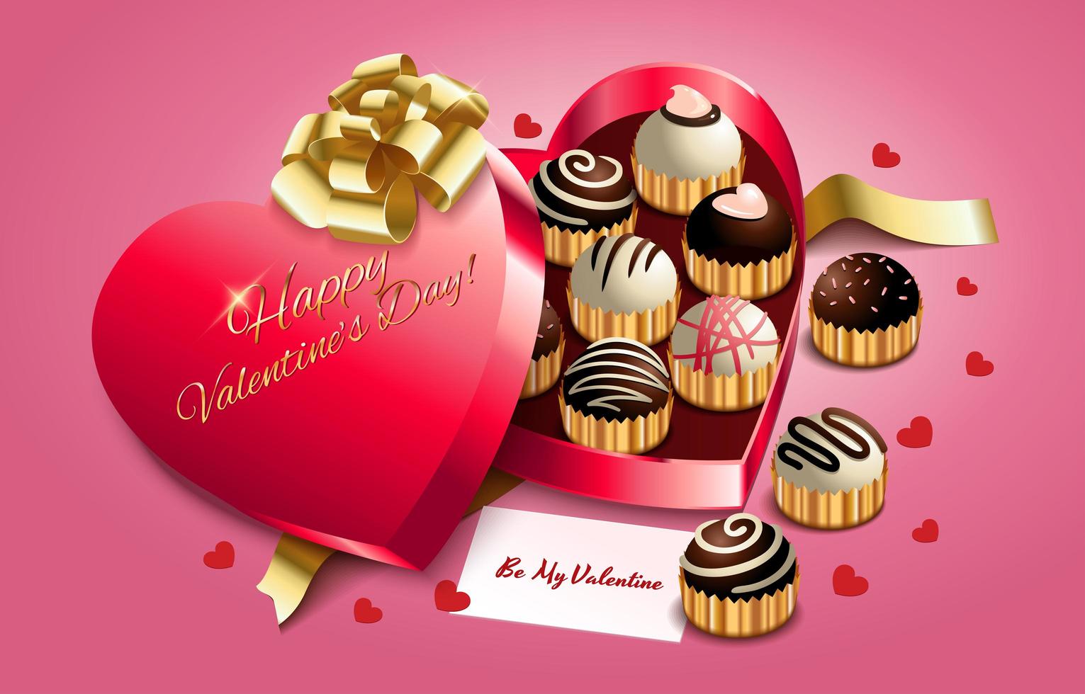 concepto de caja de chocolate feliz día de san valentín vector