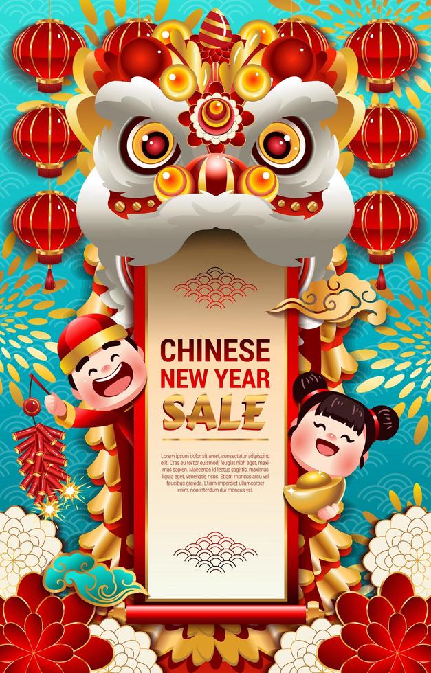 cartel de promoción de venta de año nuevo chino vector