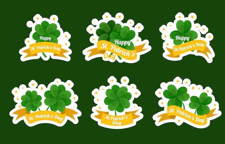 Cute St. Patrick's Day Clover Sticker Collection vector