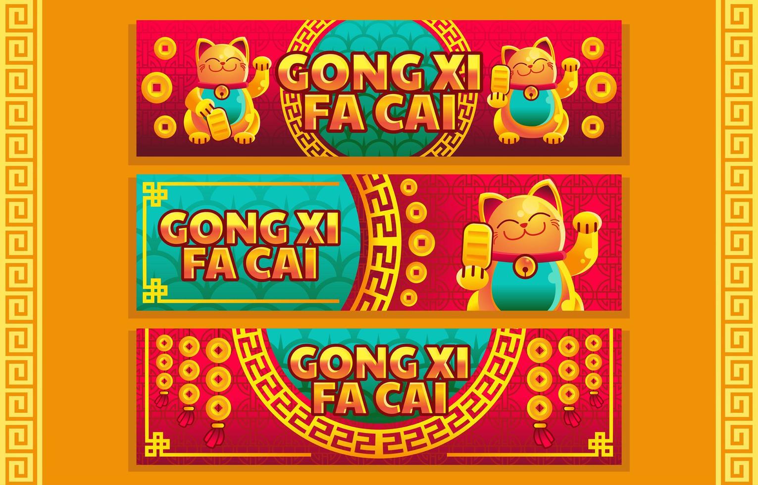 Golden Lucky Cat Chinese New Year vector