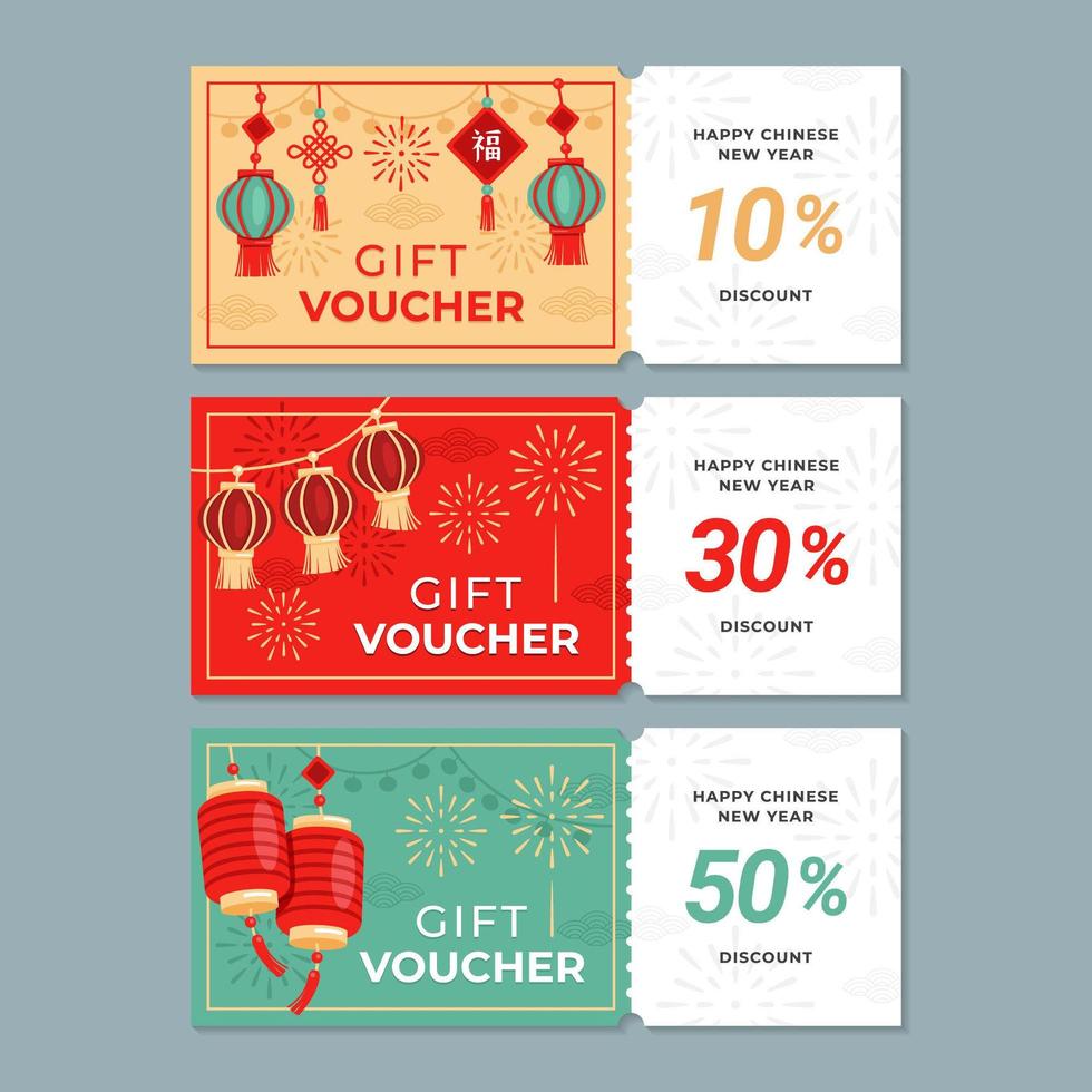 Colourful Chinese New Year Gift Voucher vector