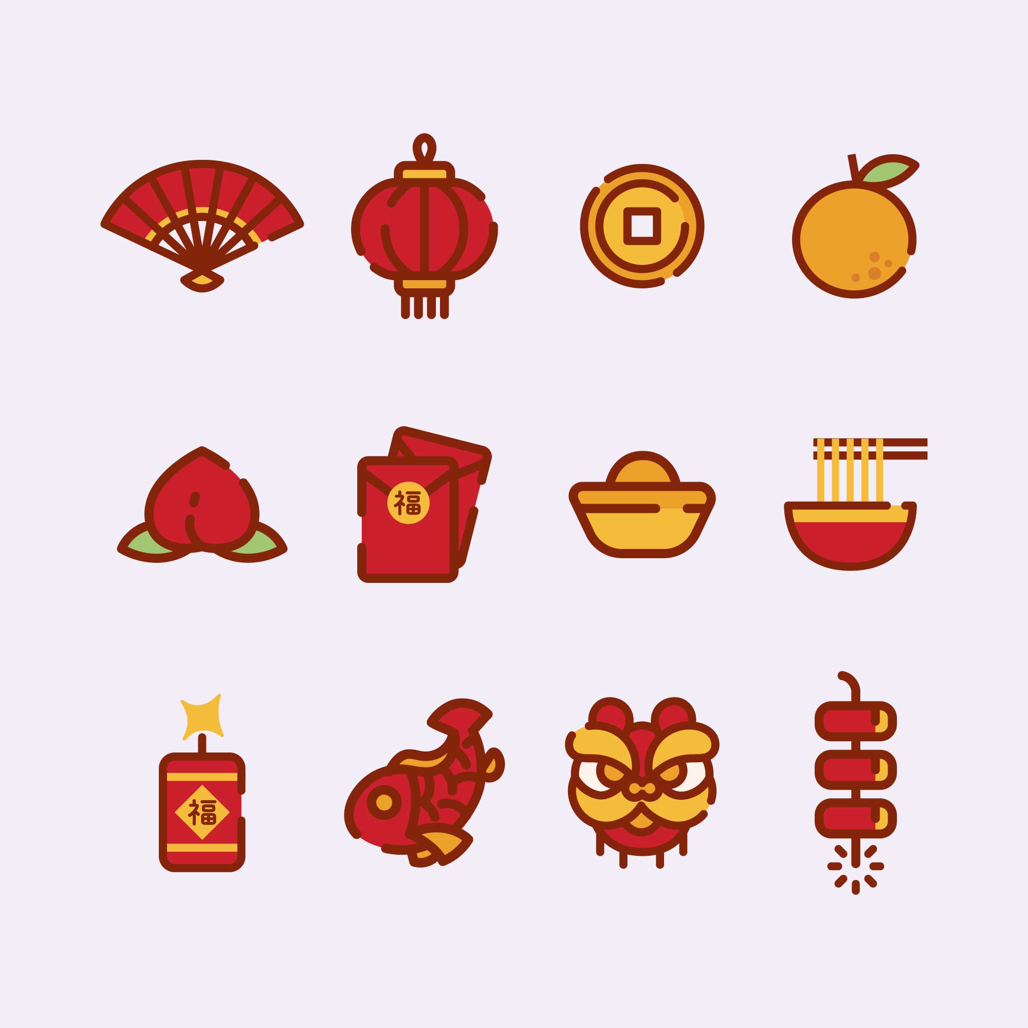 Premium Vector  Chinese new year icon sign symbol set