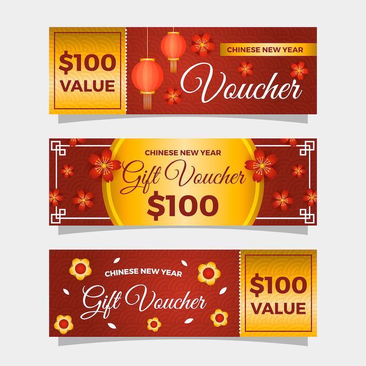 Chinese New Year Marketing and Promotion Voucher Collection vector