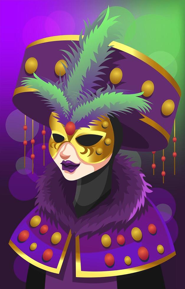 Mysterious Lady In Golden Mask Illustration vector