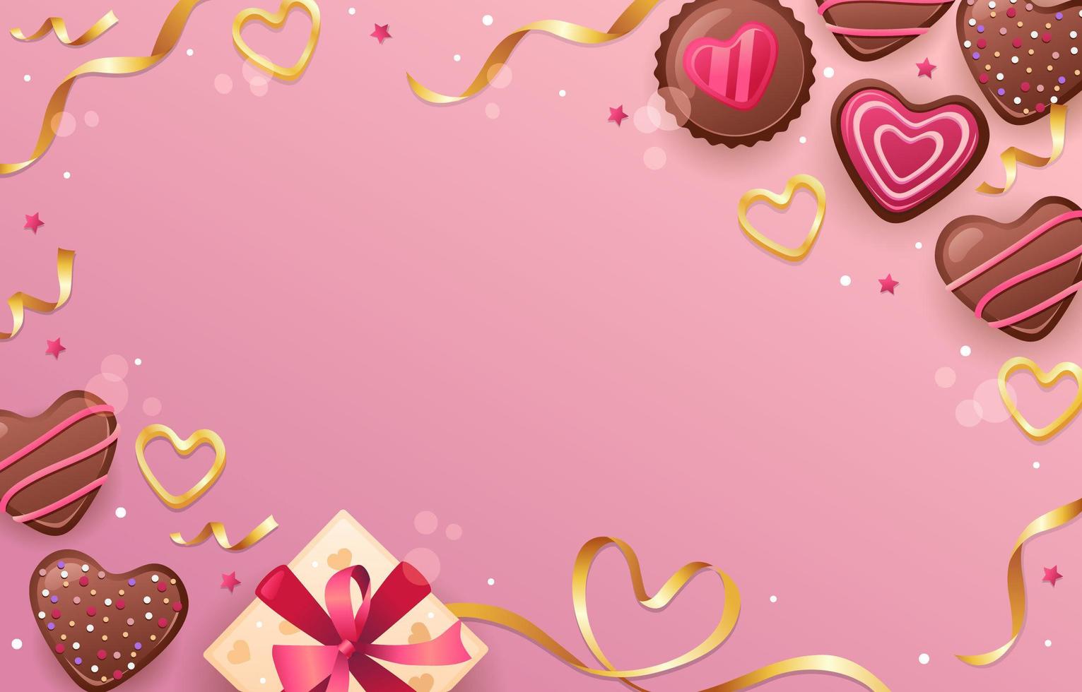 dulce amor chocolate con cintas vector