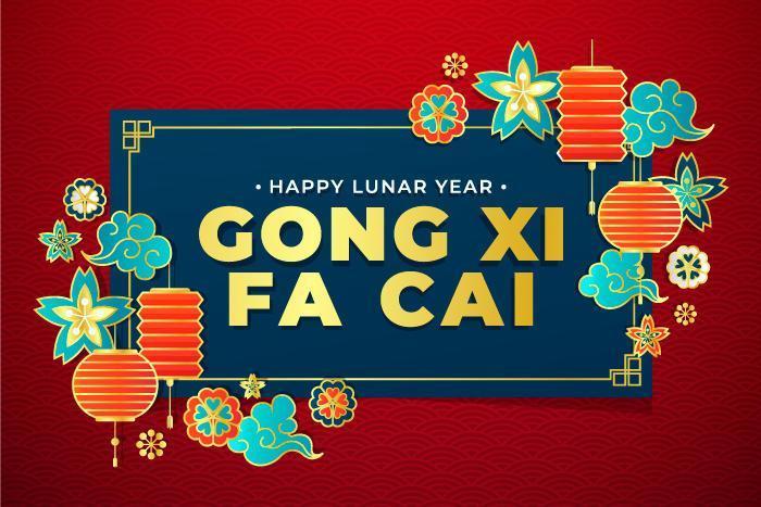 hermoso saludo de gong xi fa cai vector