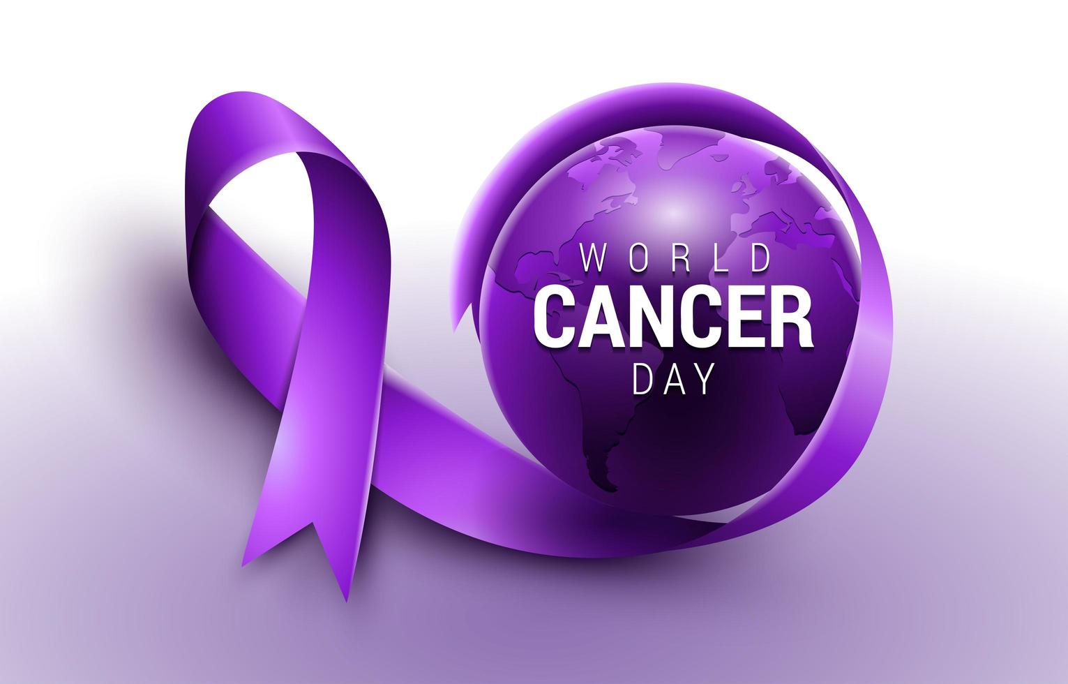 concepto de cinta de conciencia púrpura del día mundial del cáncer vector