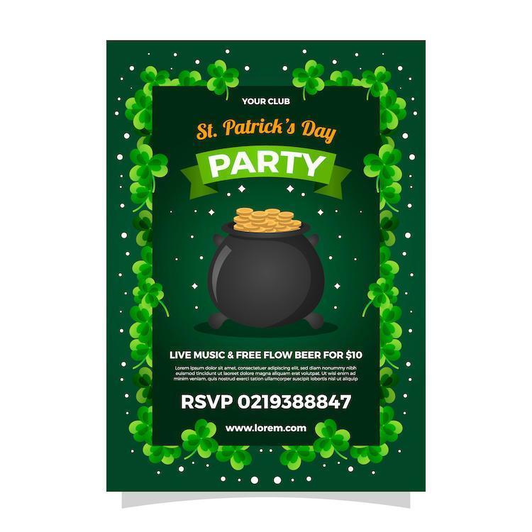 Green St. Patrick's Day Party Poster vector