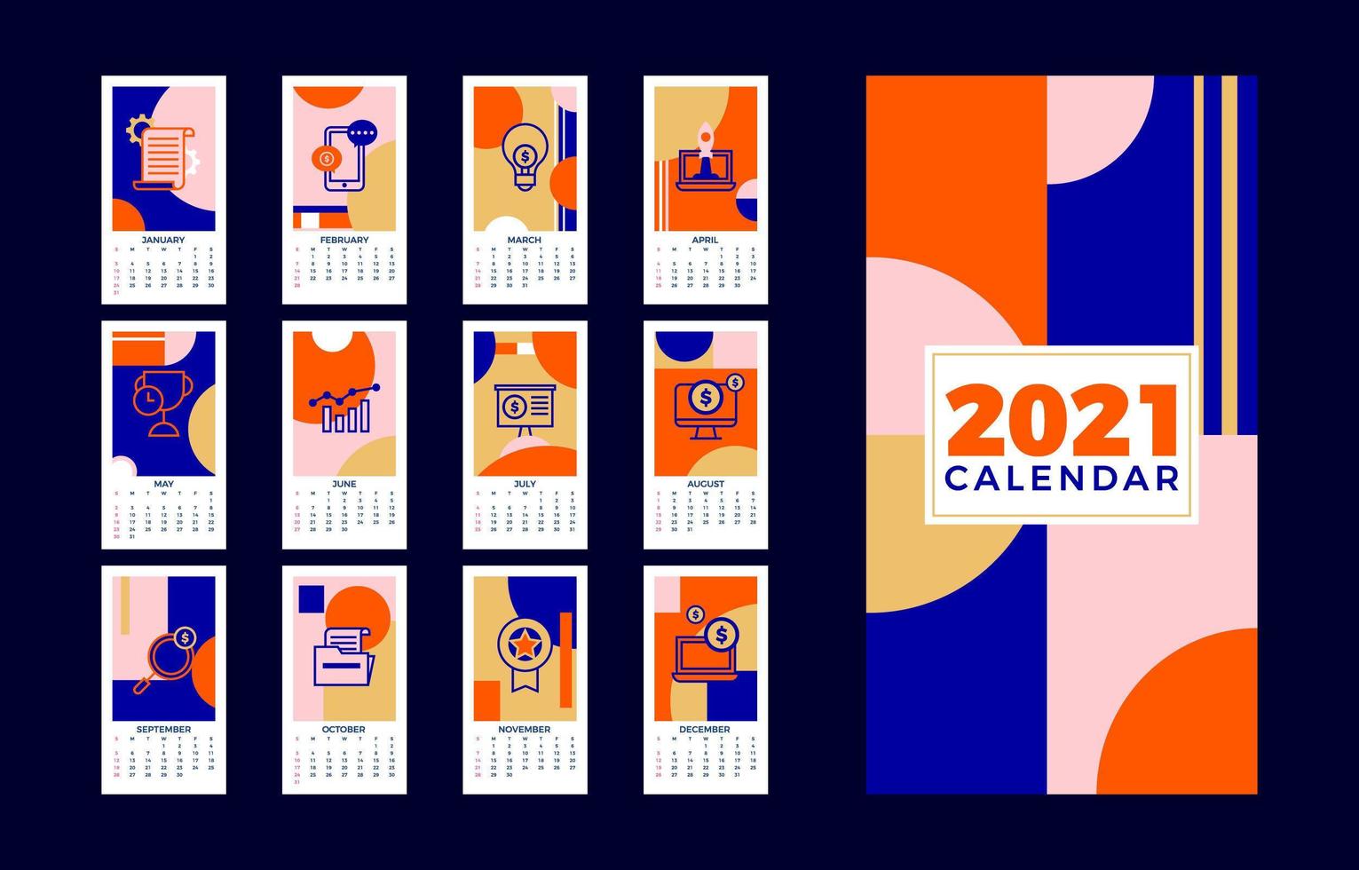 Artsy 2021 Business Calendar vector