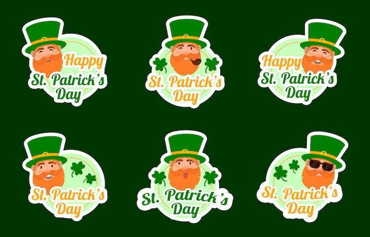 Cute Leprechaun St Patrick's Day Sticker Collection vector