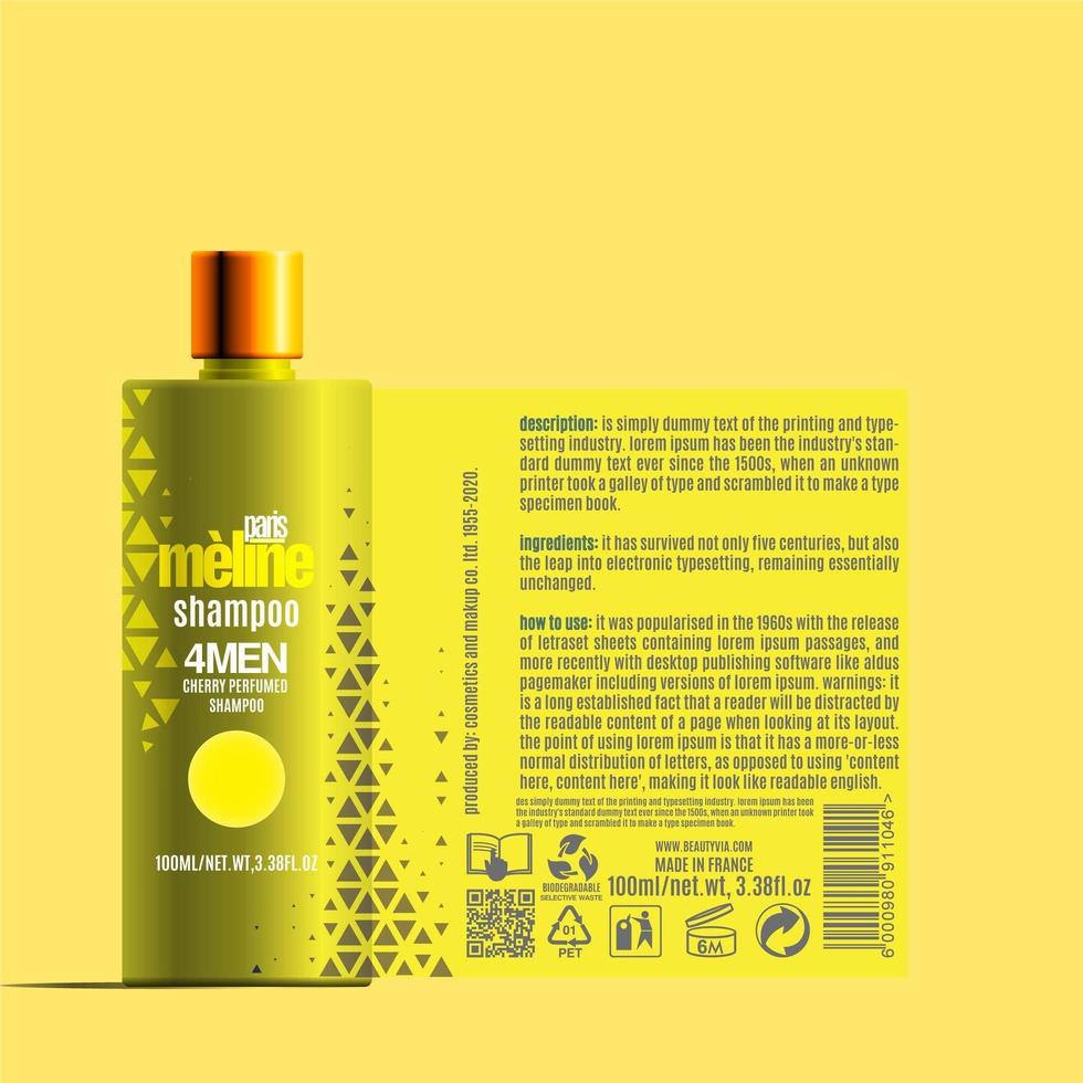 Cosmetics Shampoo Bottle Package Mock-up Template vector