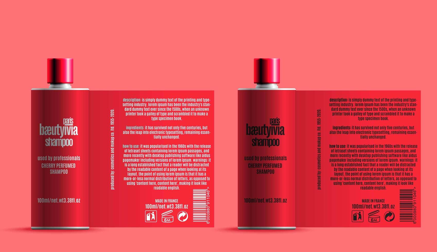 Cosmetics Shampoo Bottles Package Mock-up Template vector