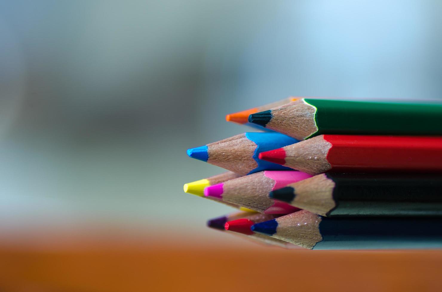 Close-up of colored pencils photo