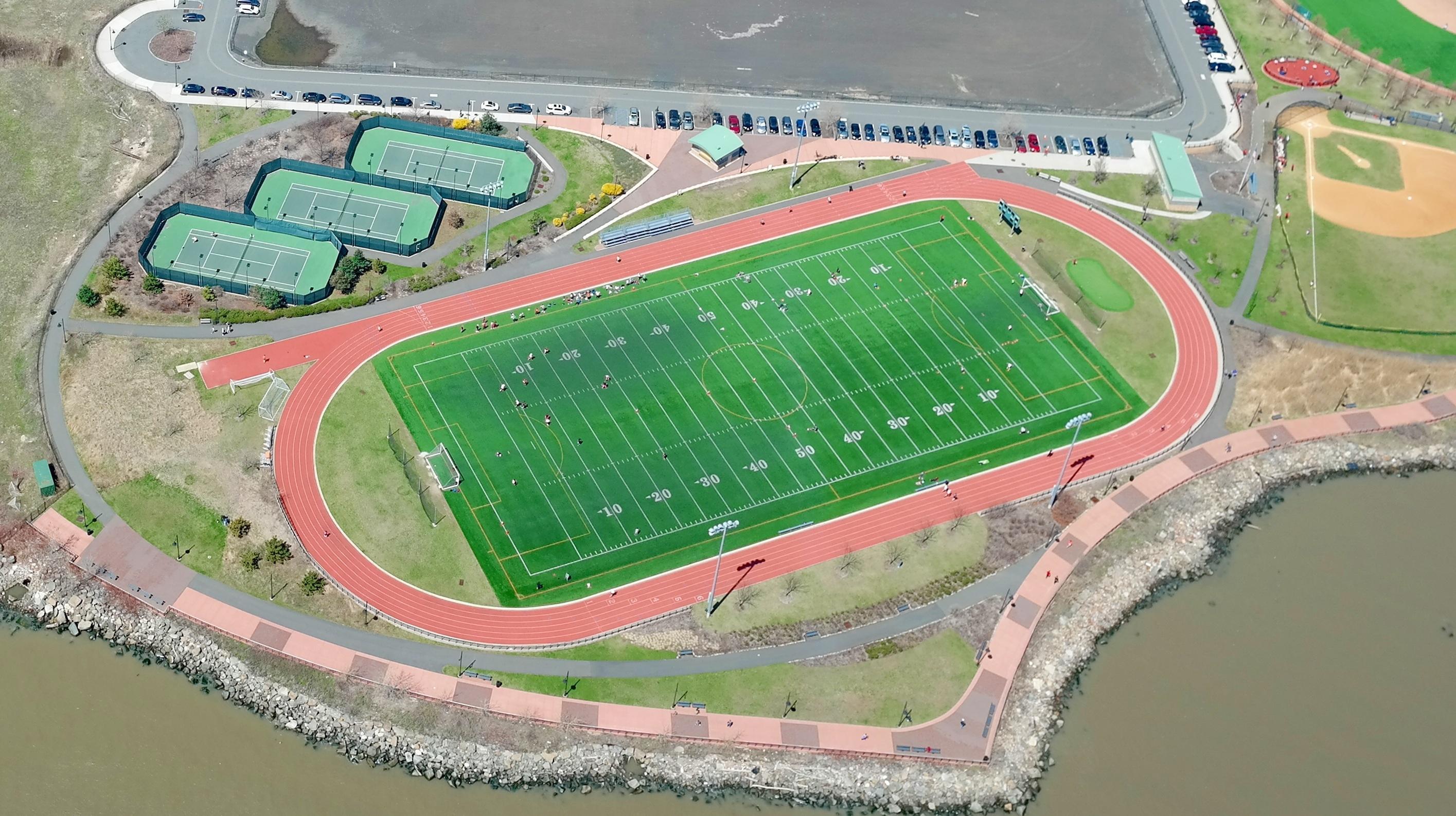 New York City, NY, 2020 Aerial view of a soccer field 1849815 Stock