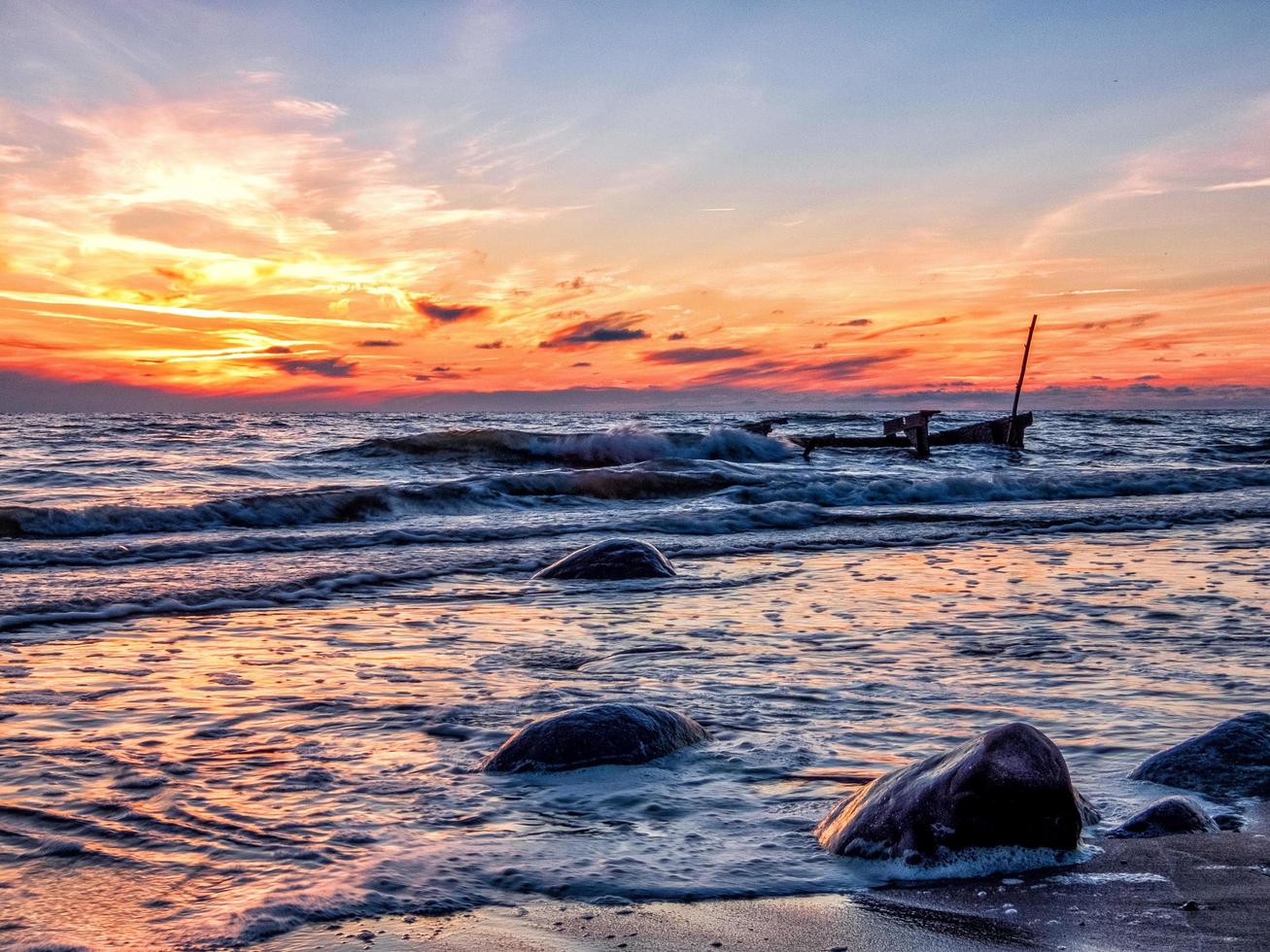 Sunset over a beach photo