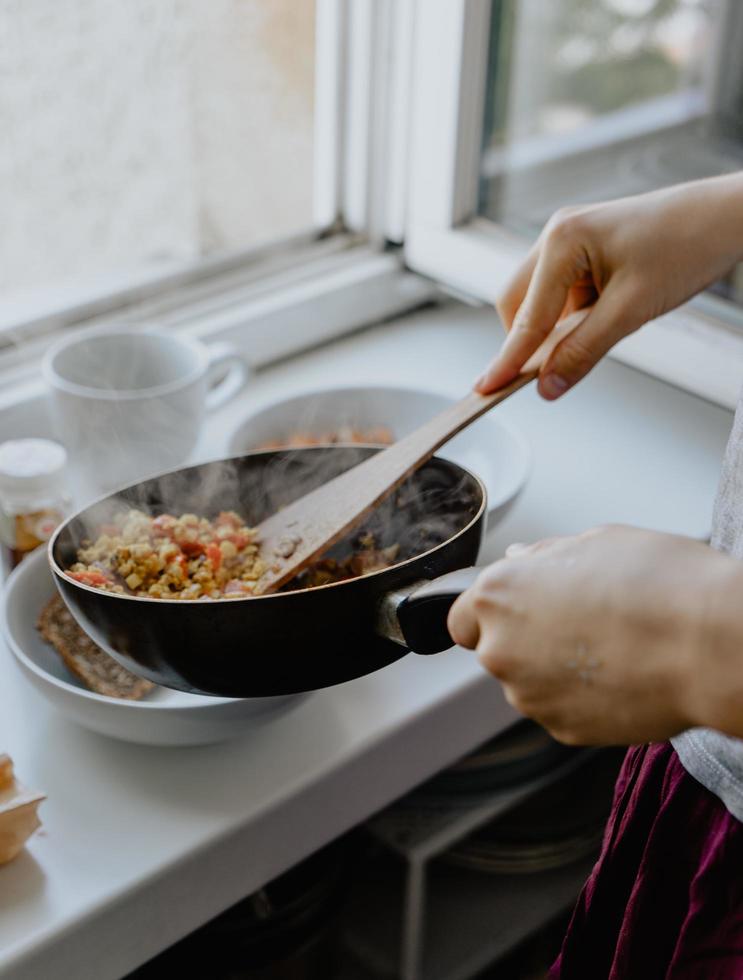 primer plano, de, persona, cocina foto