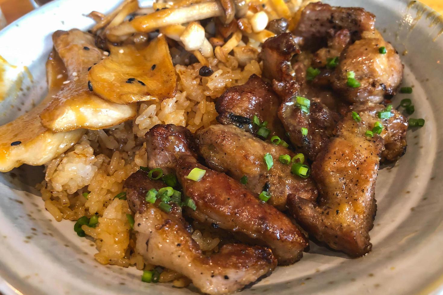 Close-up of steak and fries photo