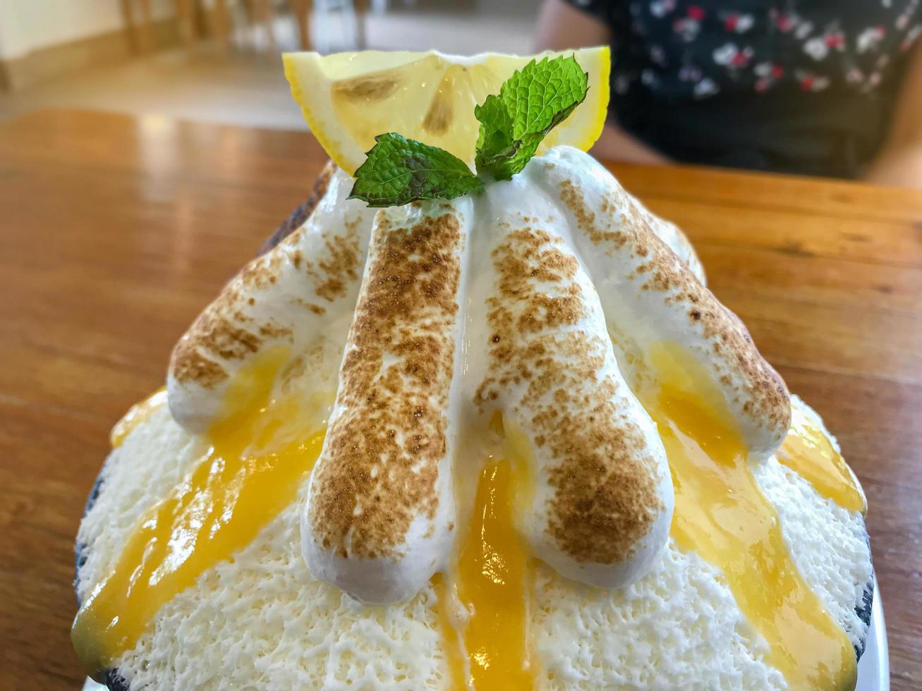 Close-up of a lemon bingsu dessert photo