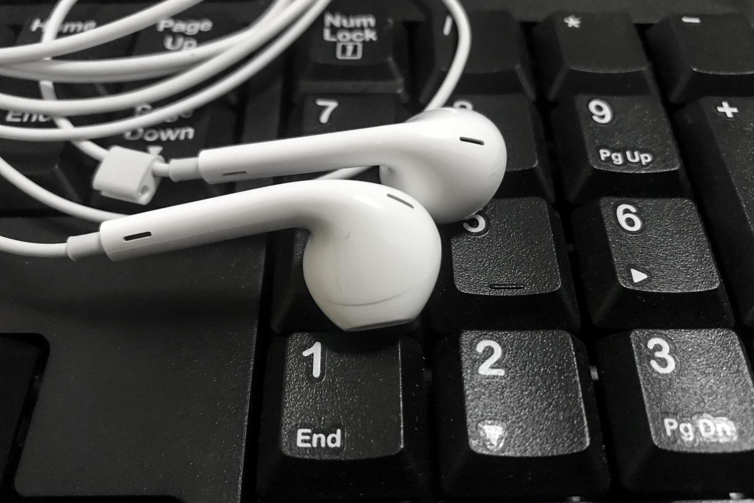 Headphones on a keyboard photo