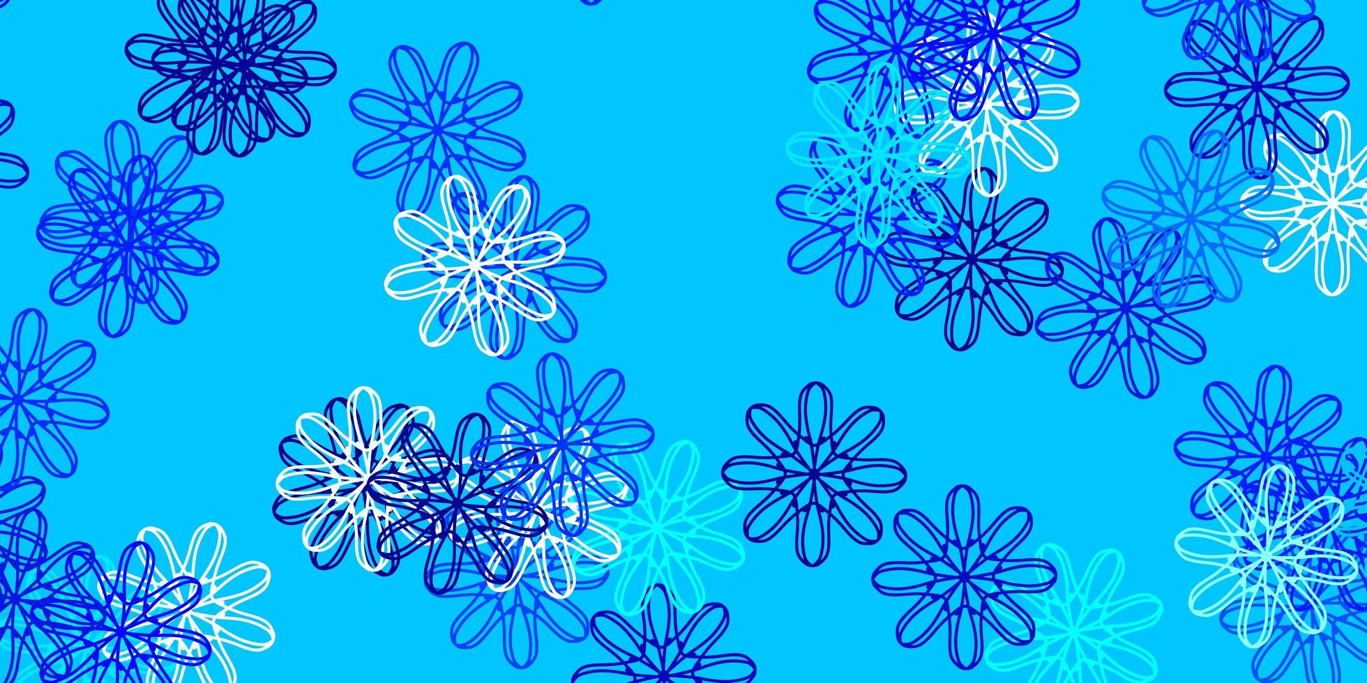 Light BLUE vector doodle template with flowers.