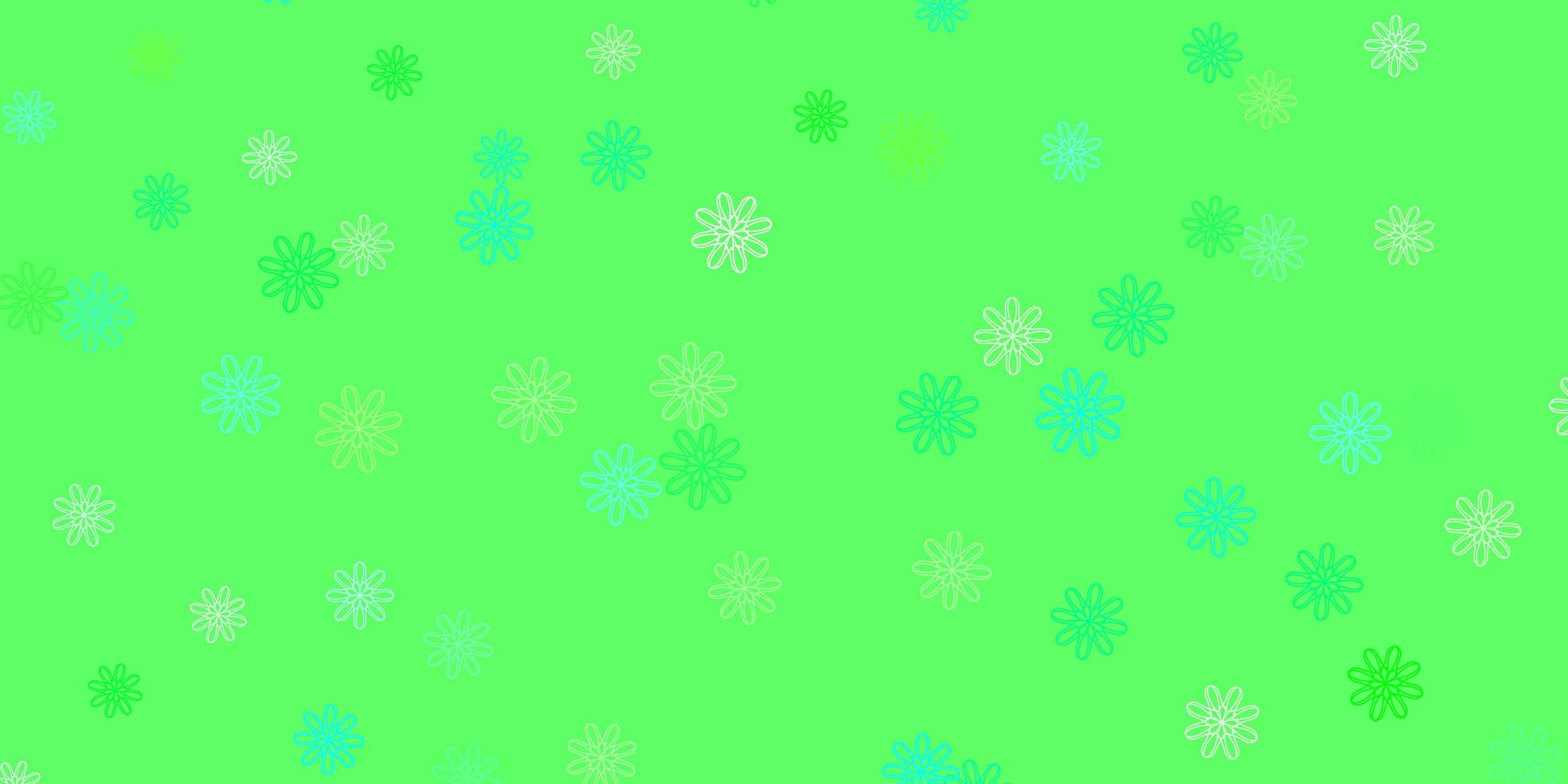 textura de doodle de vector verde claro con flores.