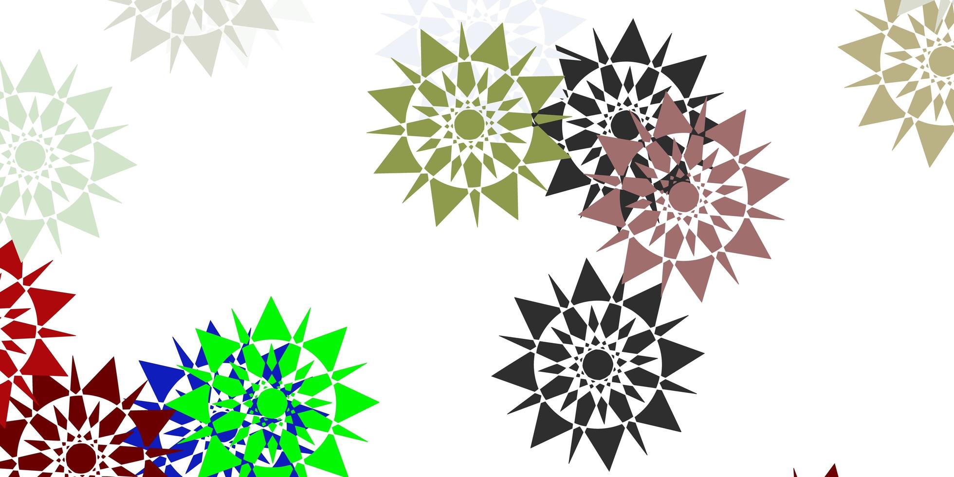 Light multicolor vector beautiful snowflakes backdrop with flowers.