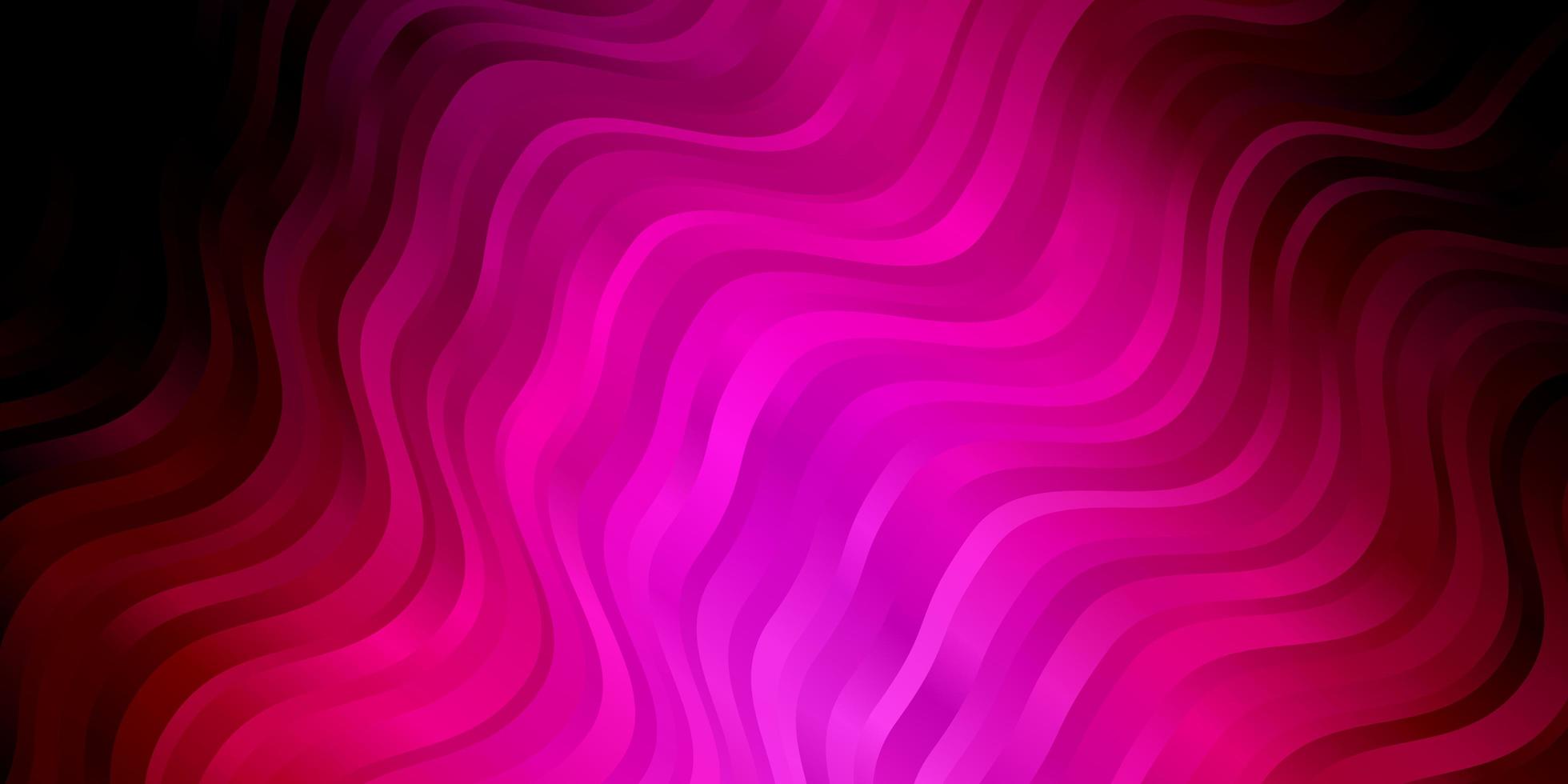 patrón de vector rosa oscuro con líneas curvas.