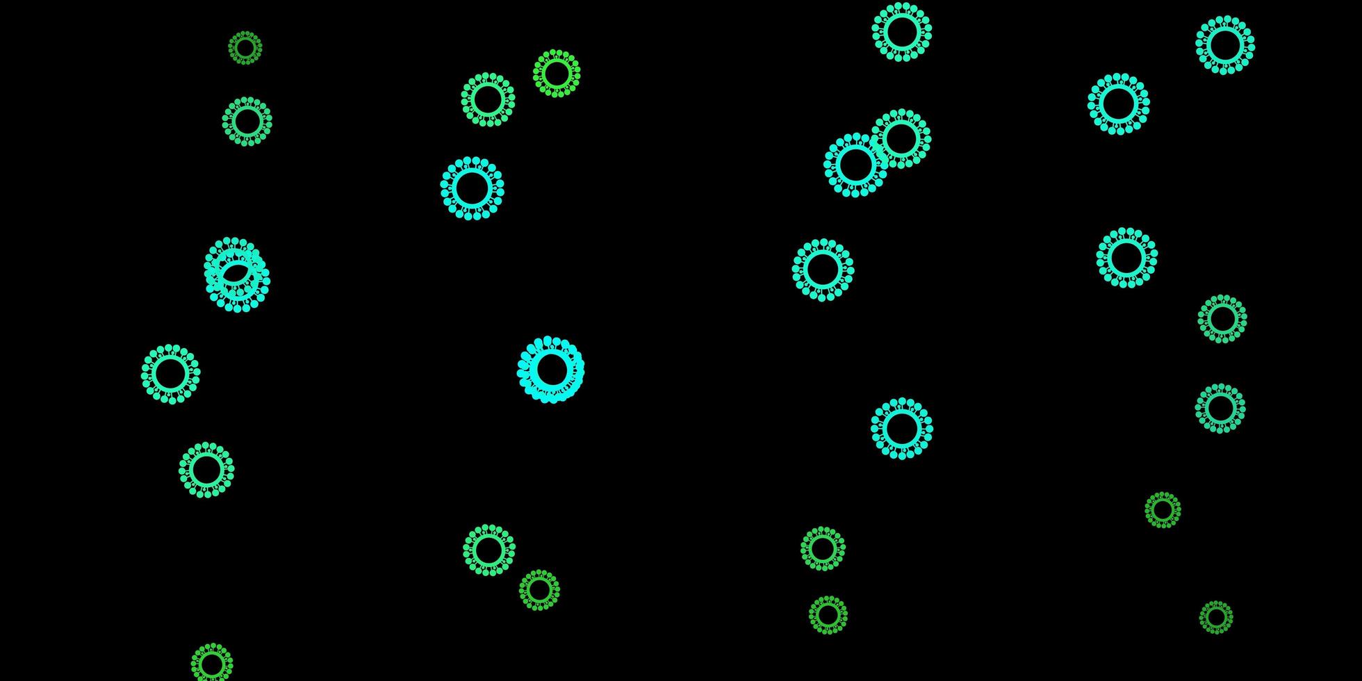 Patrón de vector verde oscuro con elementos de coronavirus.