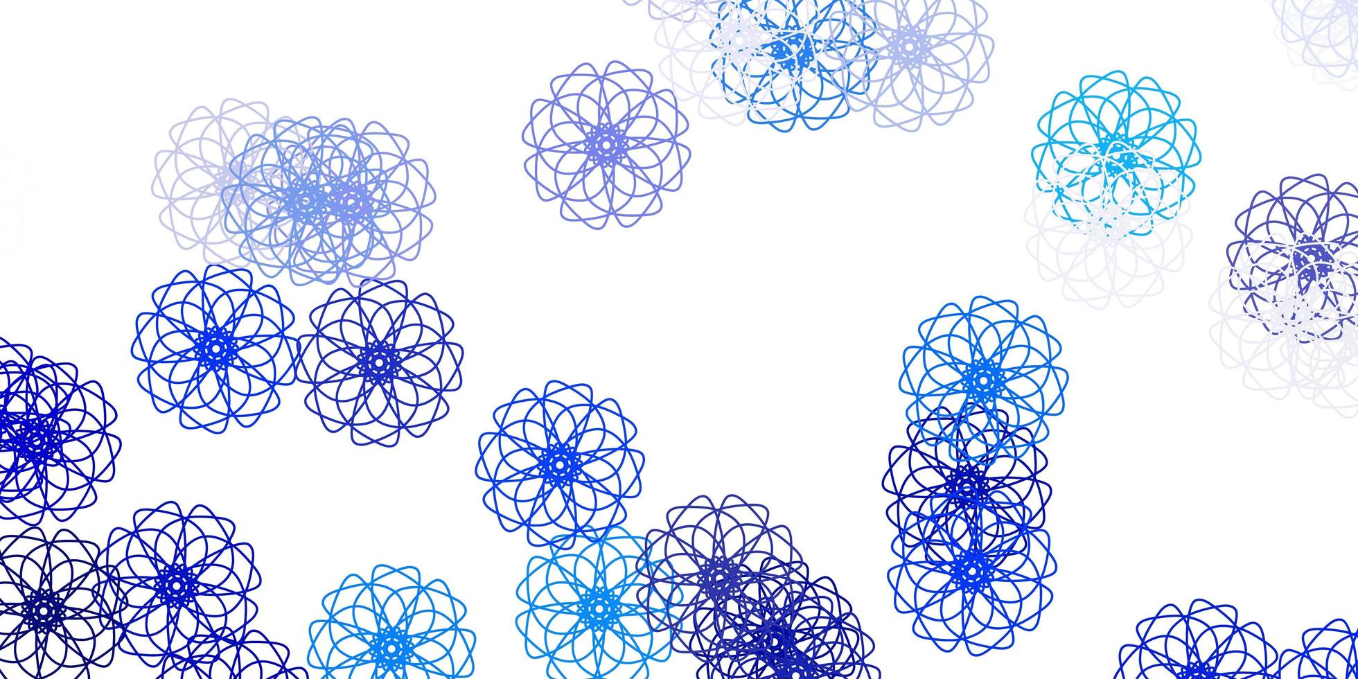 textura de doodle de vector azul claro con flores.