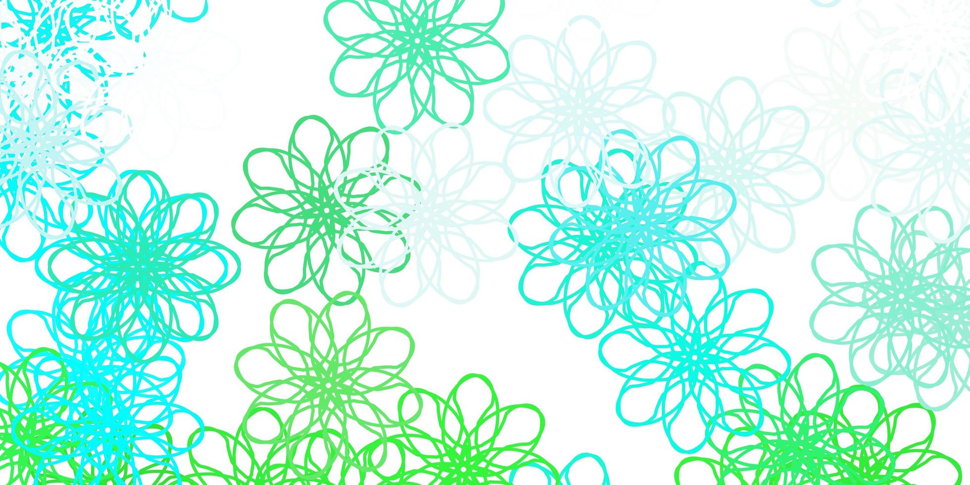 textura de doodle de vector verde claro con flores.