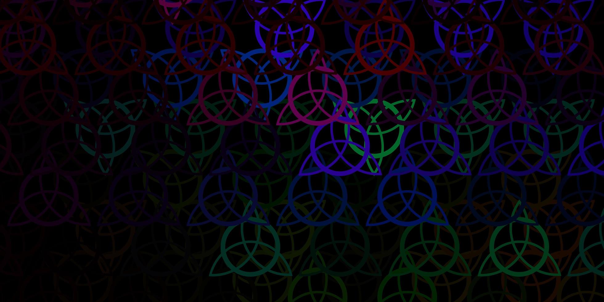 Dark Multicolor vector background with occult symbols.