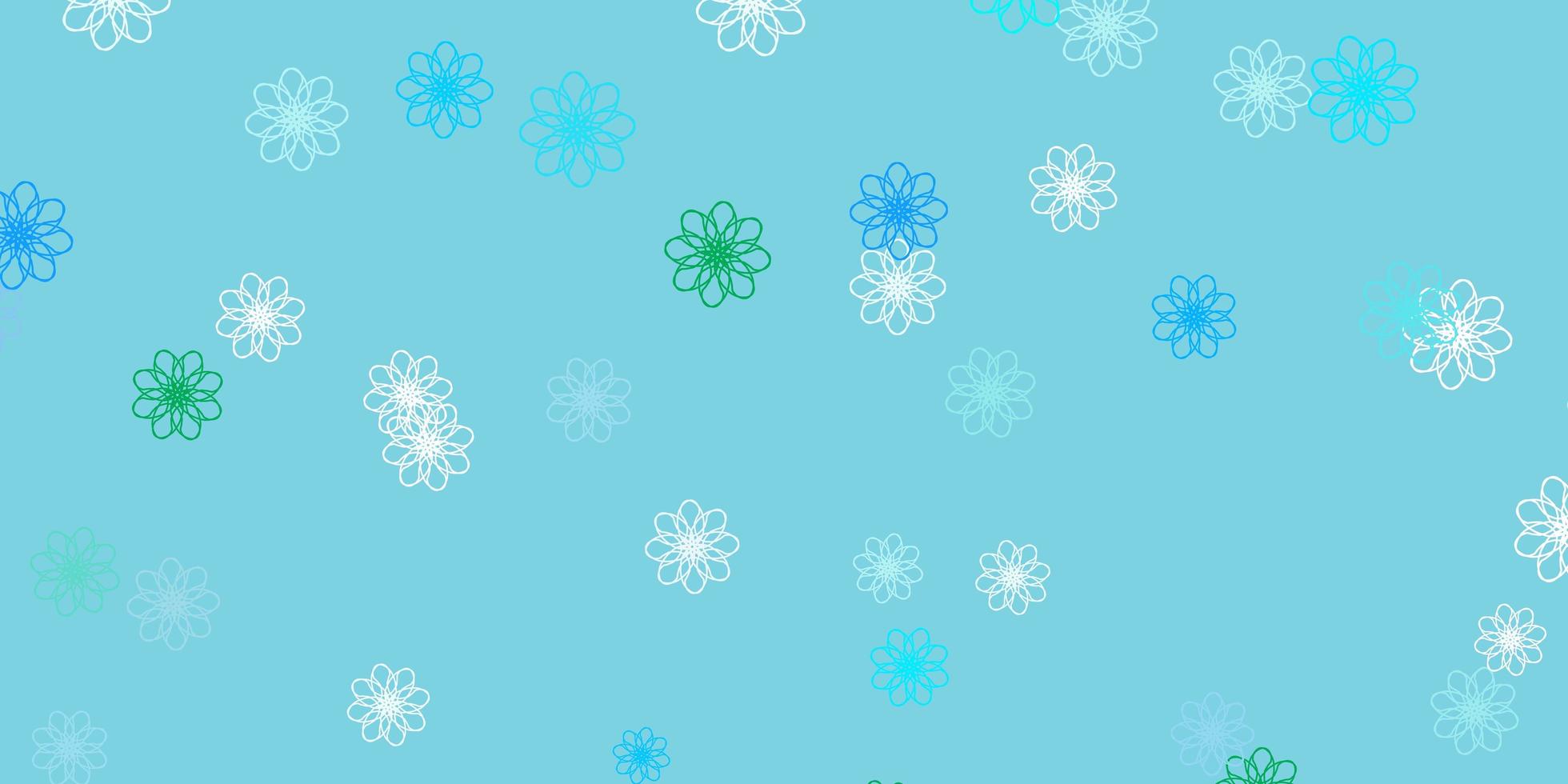 Light Blue, Green vector doodle texture with flowers.