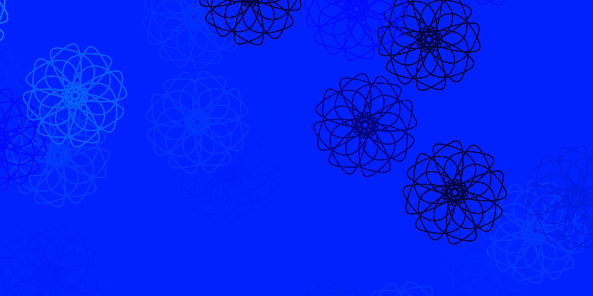 Light BLUE vector doodle template with flowers.