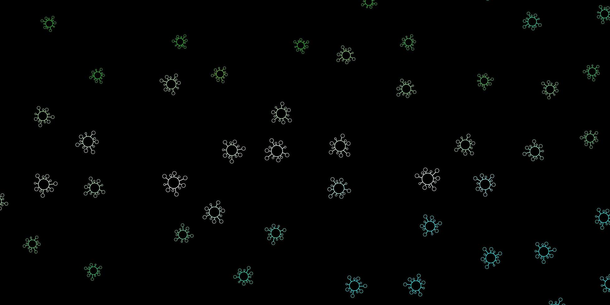 Dark green vector pattern with coronavirus elements.