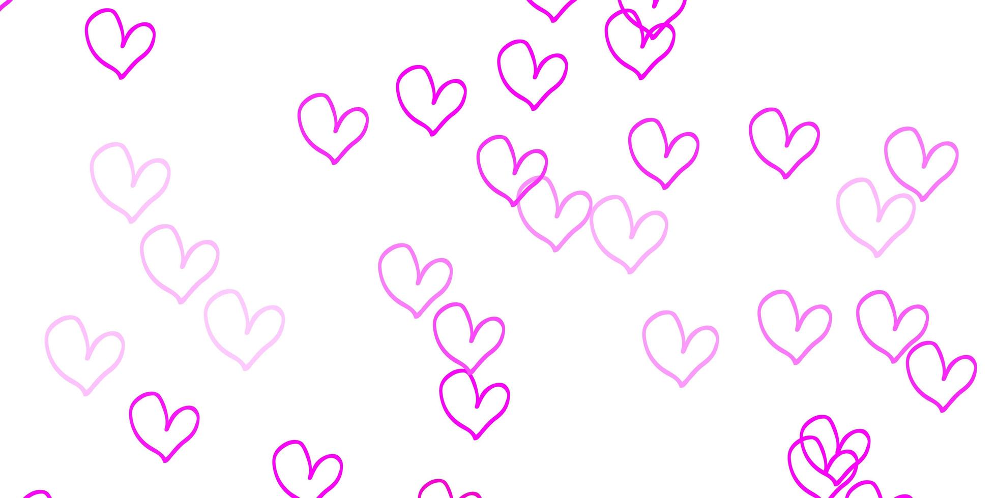 Light Pink vector pattern with colorful hearts.