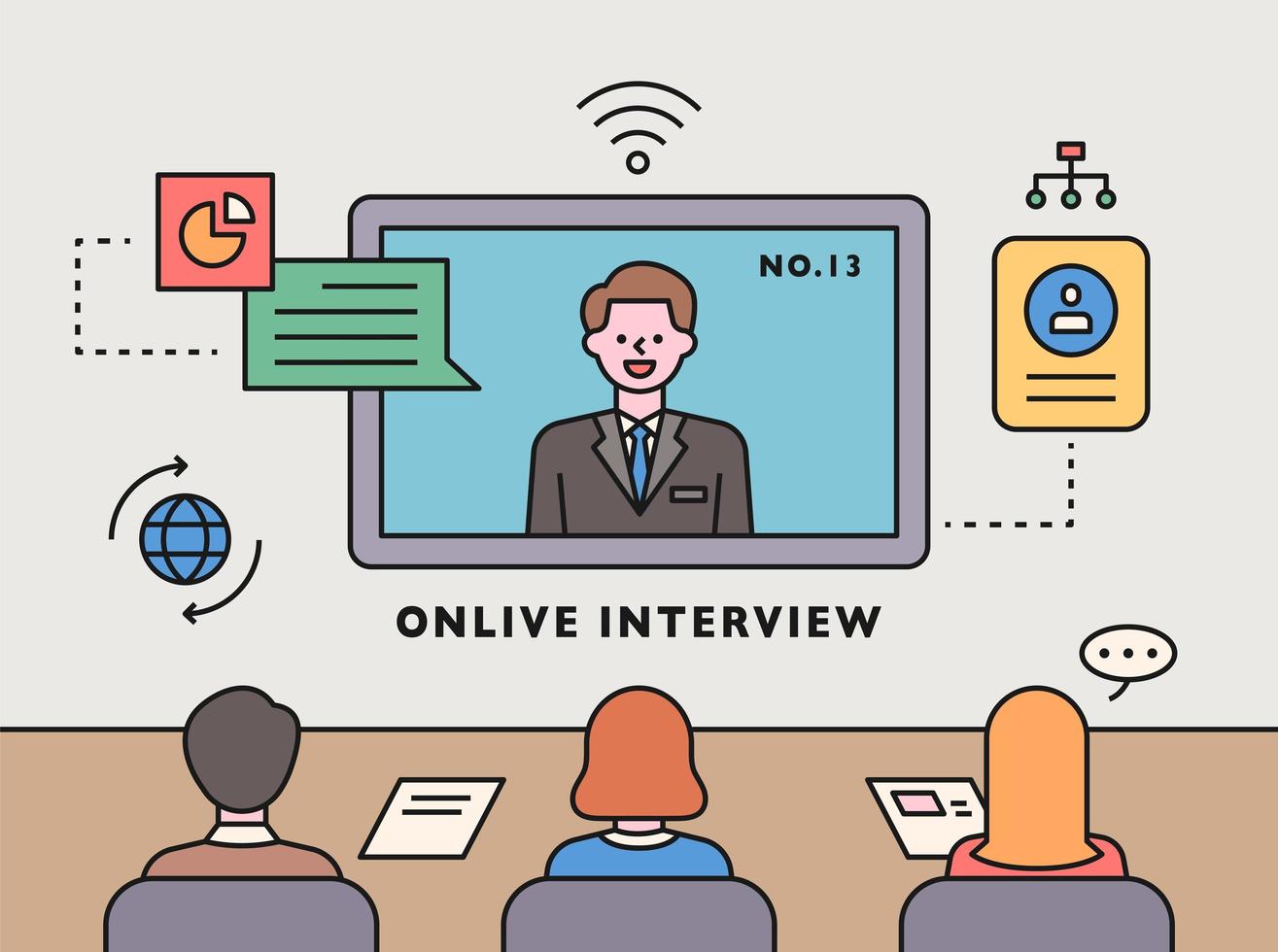 Coronavirus era.  Online interview vector