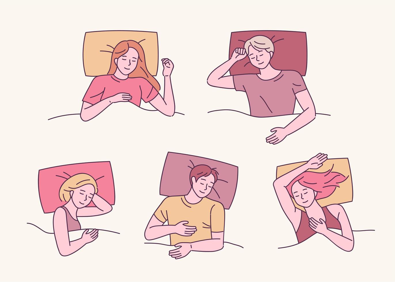 Various sleeping poses vector