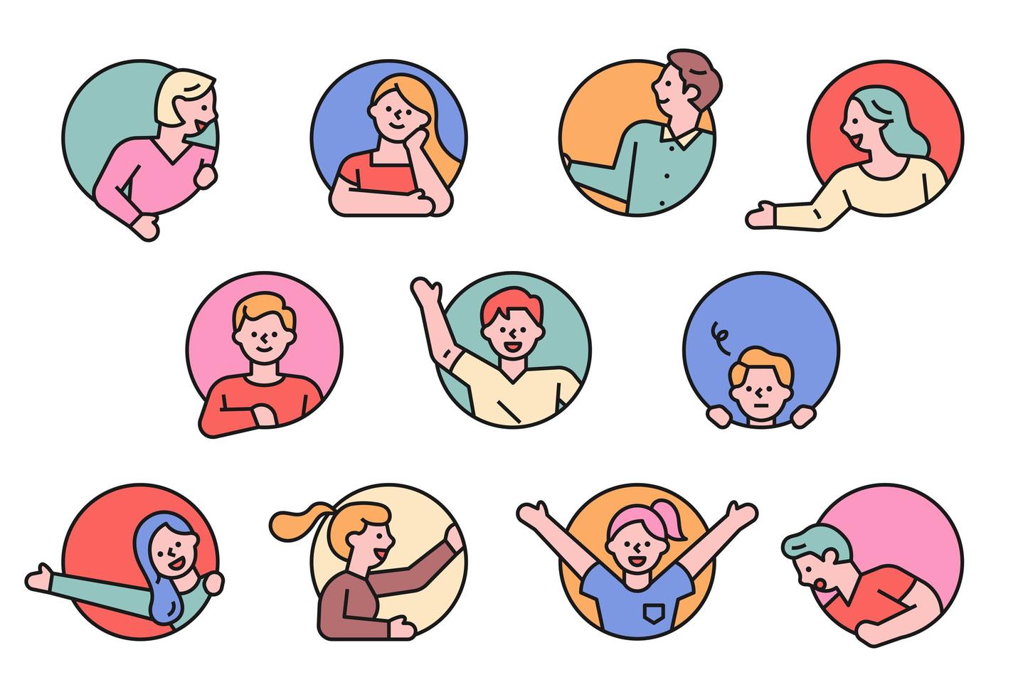 people in circle window vector