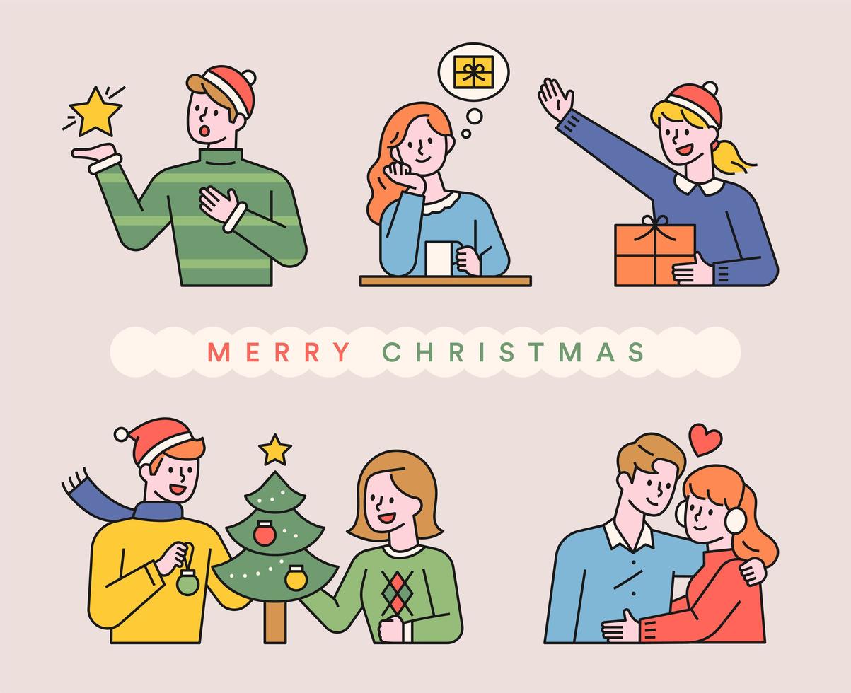 Merry christmas people share love. vector