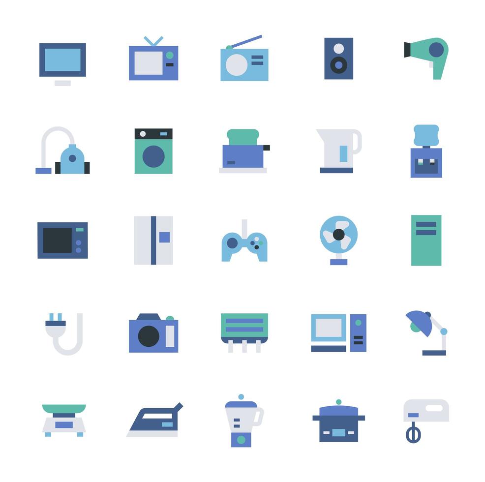 Household appliances icon set vector